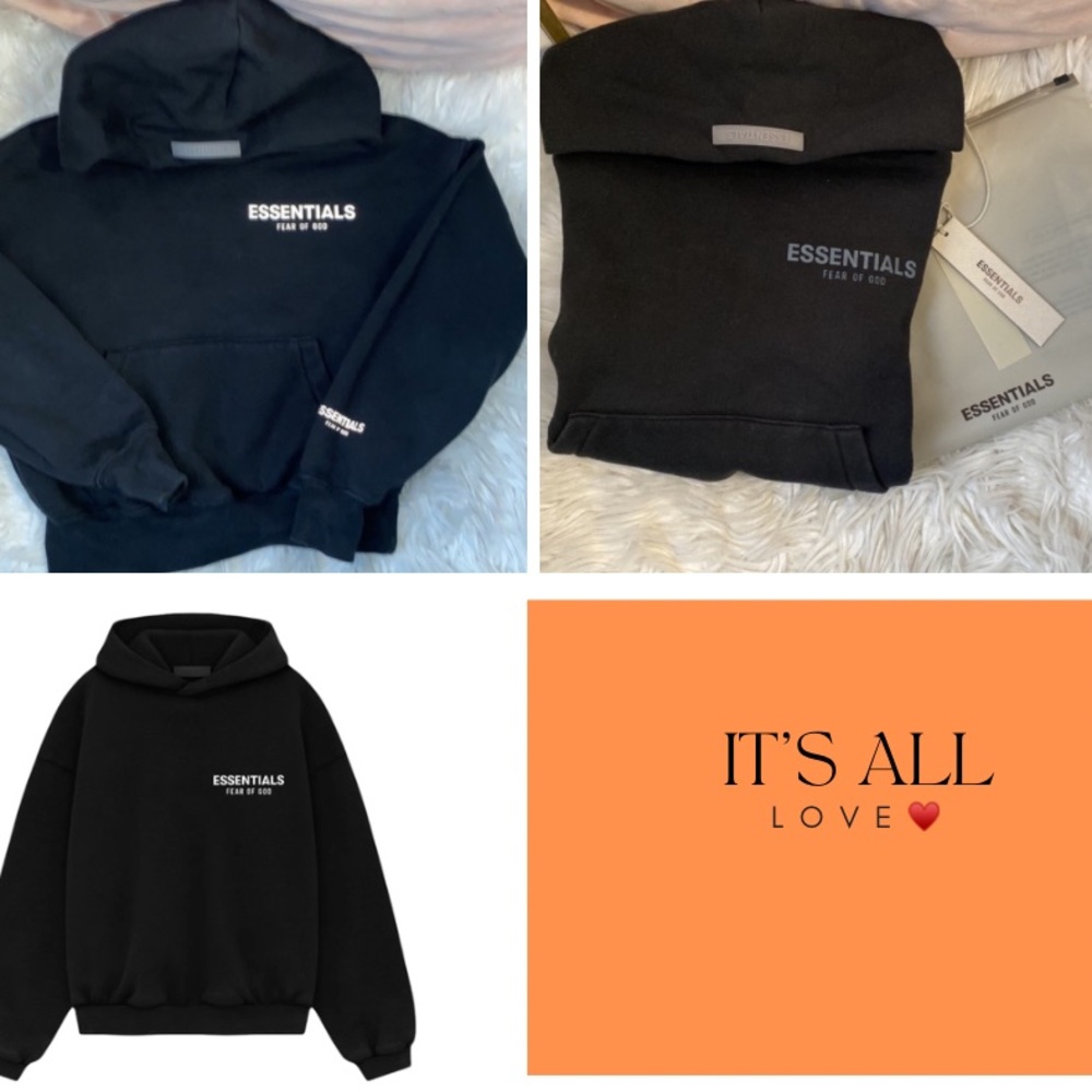 FEAR OF GOD ESSENTIALS Blackw/Gray logo hoodie
Sz:6-7(small) youth